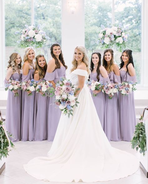 Wedding at the Bowden with lavender bridesmaid dresses. Mauve, white, light blue and blush bouquets. Savannah Peterson Photography Bridesmaid Dresses Mauve, Light Purple Bridesmaid Dresses, Lilac Wedding Themes, Light Purple Wedding, Lavender Wedding Theme, Lilac Bridesmaid, Lavender Bridesmaid, Lavender Bridesmaid Dresses, Lilac Bridesmaid Dresses