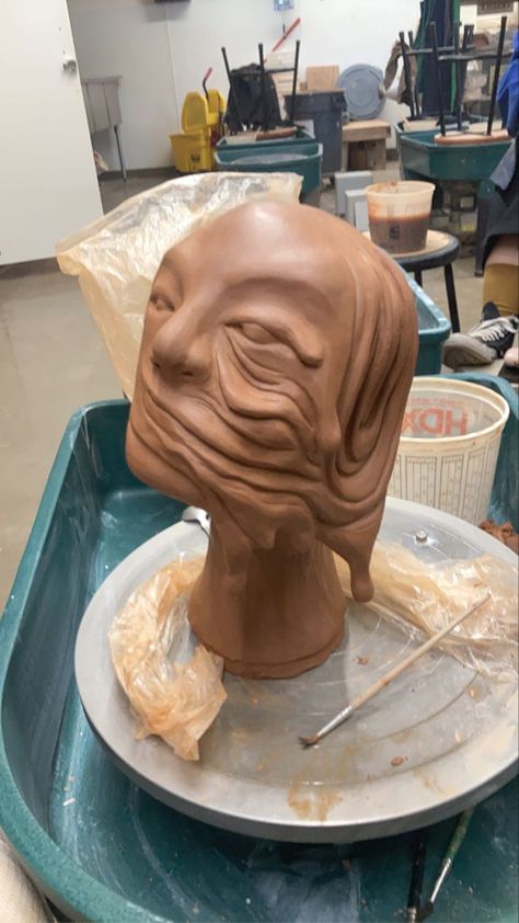 Anatomy Ceramics, Surrealism Ceramics, Clay Bust Sculpture, Clay Face Sculpture, Clay Creepy, Grotesque Art, Ap Ceramics, Ceramic Bust, Leaving Cert