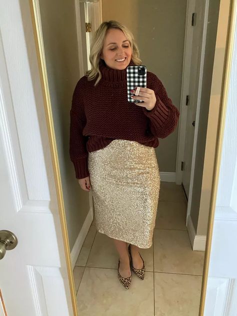 Chunky sweater | Sequin Skirt Ring in the New Year Glam Casual! #StayHomeWithLTK #LTKNewYearFree People curated on LTK #LTK #glamcasual #NYE #NYEathome #sparkle #sequin #sequinskirt Sequin Silver Skirt Outfit, Sparkle Sweater Outfit, Skirt Oversized Sweater, Silver Skirt Outfits, Midi Skirt Outfit Winter, Glam Casual, Ringing In The New Year, Sparkle Outfit, Sequin Midi Skirt