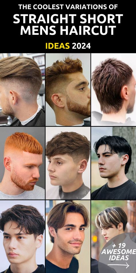 Step into the realm of hairstyling excellence with our carefully curated Ideas for Straight Short Men's Haircuts for 2024. These hairstyles for men are designed to elevate your look with simplicity and elegance. Explore the beauty of straight hair, whether you favor a classic or a more contemporary style. Get ready to make a statement with these sleek and timeless haircuts. Men's Haircuts For Straight Hair, Haircut Men Medium Straight, Guys Short Hairstyles, Man Haircut Short Straight, Short Hair Styles Men Straight Hair, Short Straight Mens Hairstyles, Teen Boy Haircuts 2024 Straight Hair, Straight Hair Mens Haircuts, Mens Hairstyles Short Straight