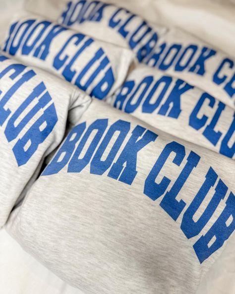 obsessed with these book club crews still 🤩📚 www.dunhamdesignco.shop Book Club Shirt Ideas, Book Club Merch, Book Club T Shirts, Club Merch, Bookish Crew Neck T-shirt With Funny Print, Bookish Crew Neck T-shirt With Graphic Print, Design Company, Book Club, Books