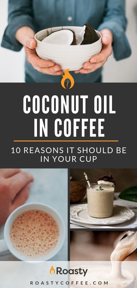 We all know that coconut oil is teeming with health benefits, but should it go in your cup of joe? Click on for 10 reasons why coconut oil should be in your cup of coffee.  #roastycoffee #coconutoil #coconutoilbenefits #coffeeguide #coffeetips Coconut Oil In Coffee, Couples Recipes, Coconut Oil Coffee, Coffee Games, Healthy Coffee, Benefits Of Coconut Oil, Bulletproof Coffee, Coffee Culture, Coffee Creamer