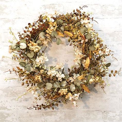 Fall Floral Wreath, Christmas Door Hangings, Wooden Roses, Faux Leaf, Wreath Hanger, Greenery Wreath, Gold Cream, Fall Wreaths, Fall Floral