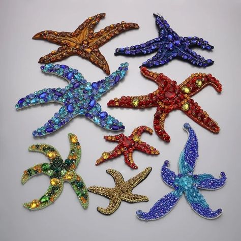 Just found this amazing item on AliExpress. Check it out! $3.43  14％ Off | Embroidery beaded Star Patch red blue green Beaded Applique Starfish Clothes Sticker Iron On Patches For Clothing Parches Ropa Starfish Dress, Starfish Embroidery, Felt Starfish Tree Topper Sequins, Starfish Bead Embroidery, Fabric Embroidered Fish, Beaded Patches, Sequin Patches Applique, Embroidered Accessories, Embroidery Beaded