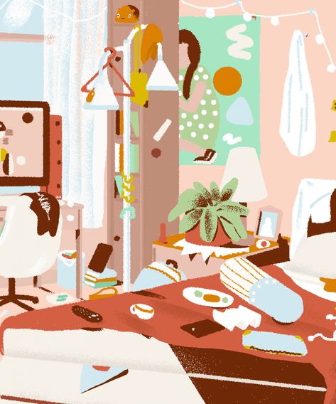 Messy Apartment Messy Illustration, Messy Apartment, Messy Home, Home Illustration, Embrace It, Fashion Portfolio, Smart Furniture, Color Inspo, Pantone Color