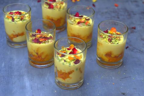 Diwali Desserts, Saffron Milk, Diwali Recipes, Dessert Glasses, Diwali Food, Homemade Sweets, Tart Shells, Indian Desserts, Toasted Almonds