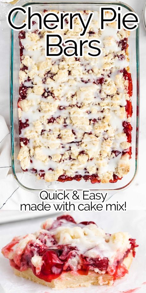 Recipe For Cherry Pie, Cherry Pie Bars Recipe, Cherry Pie Filling Recipes, Cake Mix Bars, Cherry Pie Bars, Cherry Bars, Cherry Pie Recipe, Cake Mix Desserts, Pie Bar Recipes