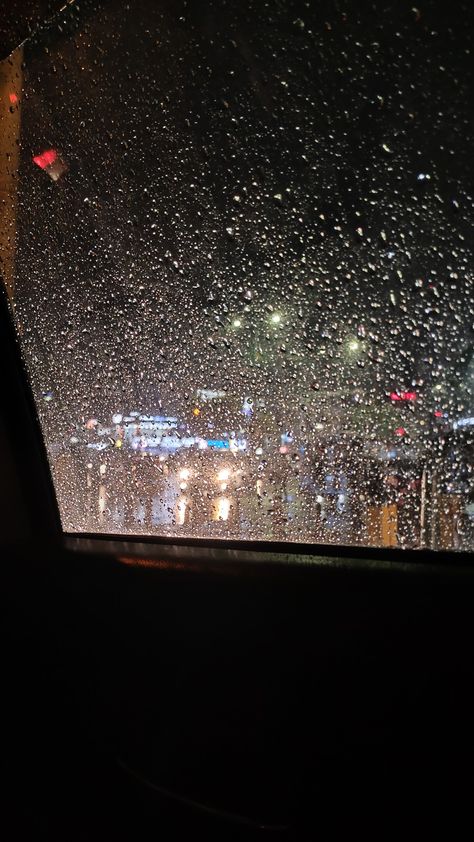 Rain through car window Car Window Raining, Rain Car Window, Rain Aesthetics, Rain Drops On Window, Rain Window, Rain Pictures, Rainy City, Rainy Day Aesthetic, Raining Outside