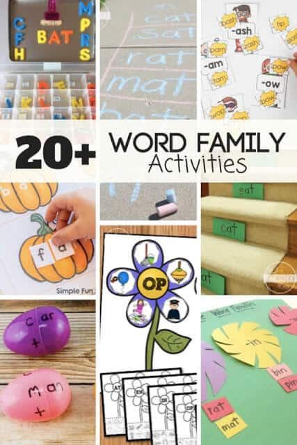 20 FUN Word Family Activities for early readers - free printable, fun, hands on, word family games for preschool, kindergarten, first grade #wordfamilies #preschool #kindergarten #firstgrade #123homeschool4me #teachers #educationalactivity Word Family Games, Family Activities For Kids, Phonics Passages, Word Families Printables, Phonics Ideas, 123 Homeschool 4 Me, Preschool Phonics, Word Family Activities, Word Family Worksheets