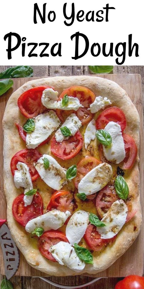 Caprese Tomatoes, Yeast Pizza Dough, Pizza Chorizo, Pizza Dough Recipes, Luscious Recipes, Pizza Marinara, No Yeast Pizza Dough, Recipes Pizza, Pizza Dough Recipe Easy