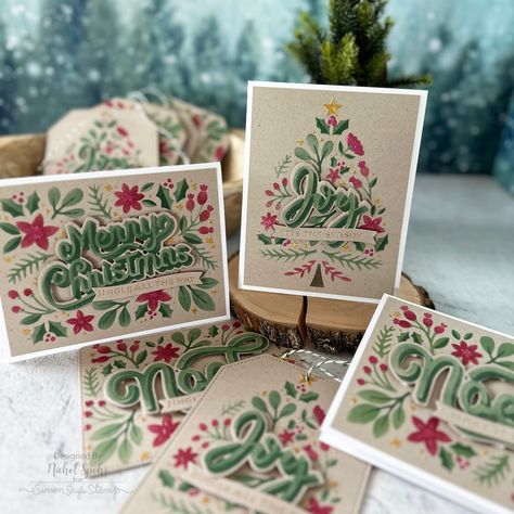 Nichol Spohr LLC (@nicholspohr) on Instagram Tree Stencils, Banner Shapes, Tree Stencil, Card Inspo, Festive Crafts, Stencil Material, Holiday Messages, Christmas Stencils, Holiday Floral