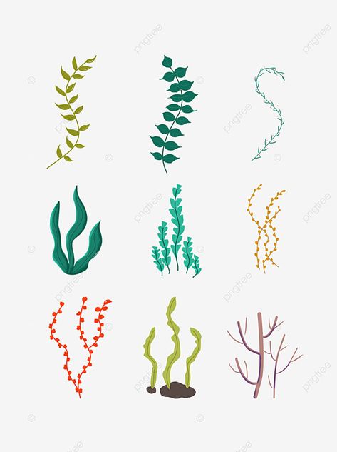 Seaweed Painting Easy, How To Paint Seaweed, Seaweed Painting Acrylic, Water Plant Drawing, How To Draw Seaweed Step By Step, Seaweed Drawing Easy, How To Draw Seaweed, Seabed Drawing, Water Plants Drawing