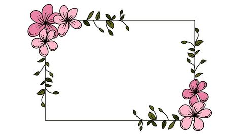 Floral Design Drawing, Frame Overlay, Beginner Drawing Lessons, Frames Design Graphic, Line Art Flowers, Creative Birthday Cards, Colorful Borders Design, Bond Paper Design, Bff Gifts Diy