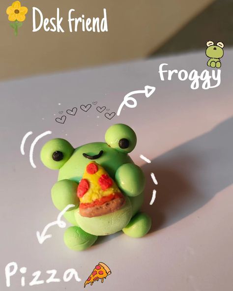 Froggy desk friend 🐸🍕 #sculpt #deskbuddy #clayart Clay Desk Friends, Clay Desk Pals, Clay Desk Buddies, Desk Pals, Desk Buddies, Desk Friend, Craft From Waste Material, Desk Buddy, Clay Diy Projects