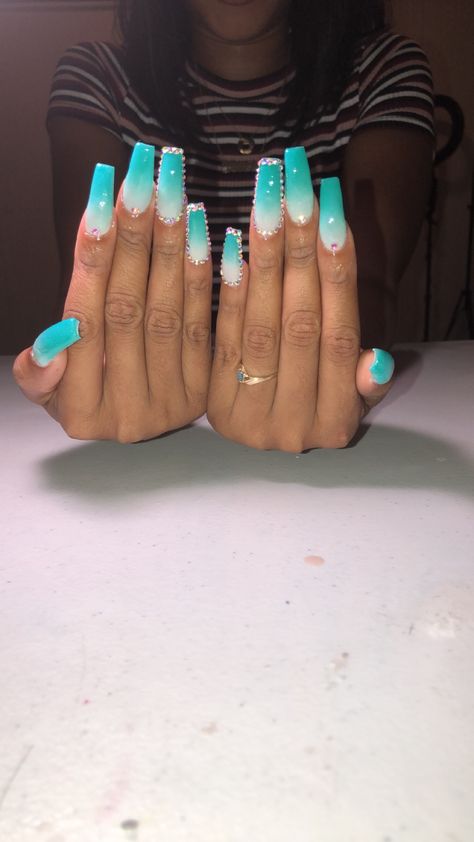 Teal Ombre Nails, Teal Ombre, Silver Ombre, Ombre Nail, Finger Nail Art, Color Nails, Ombre Nails, Beautiful Nails, Teal Blue