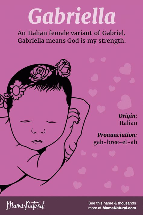 Gabriella https://www.mamanatural.com/baby-names/girls/gabriella/ Hazel Name, List Of Girls Names, Rare Names, Names Girl, Name Origins, Middle Names, Mama Natural, Gender Neutral Names