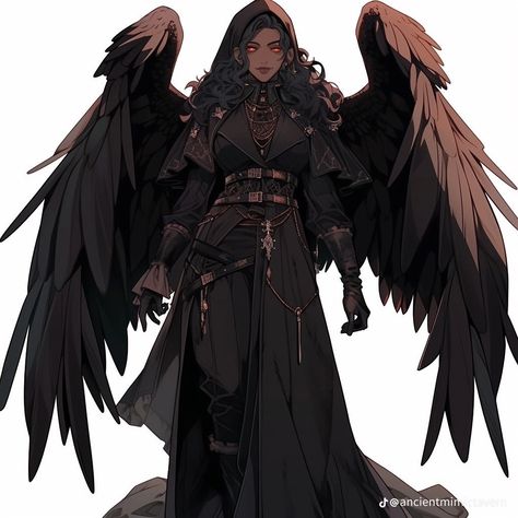 Avariel Elf Dnd, Dnd Aasimar Fallen, Fallen Angel Character Art, Aasimar Wings, Winged Character Art, Strix Pathfinder, Fallen Aasimar Dnd, Aasimar Rogue, Fallen Aasimar Female