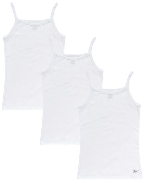 PRICES MAY VARY. OFFICIAL REEBOK: Girls' camisole undershirt; Greatness doesn’t come from standing still, Living an active life enables people to be their best selves BASIC UNDERSHIRT: This essential multipack of undershirt tank tops for toddlers and little girls provide additional coverage and a soft layer under blouses, t-shirts, dresses, and sweaters TAG FREE: Classic white cotton cami undershirts are tagless for itch free comfort MULTIPACK VALUE: Get 3 cotton cami tank top undershirts for yo Baggy Sweater, Undershirt Tank Top, Baggy Sweaters, Frilly Blouse, Tanktop Girl, Form Fitting Dress, Comfortable Tops, Cotton Tank Top, Family Outfits