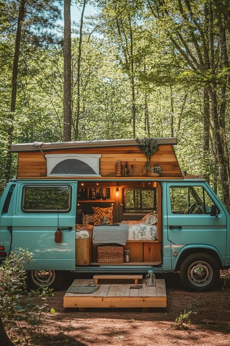 15+ Boho-Luxe Camper Van Interiors: Gypsy Living with a Touch of Glamour Volkswagen Camper Van Aesthetic, Volkswagen Camper Van Interior, Vw Westfalia Interior Ideas, Van Life Interior Boho, Camper Life Rv Living, Tiny Camper Interior, Van Living Aesthetic, Bus Living Interiors, Vw Van Interior