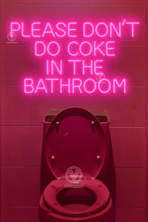 #NeonSignNames #NeonInspiration #NeonSigns #BrightIdeas Please Don’t Do Coke In The Bathroom Neon Sign, Please Dont Do Come In The Bathroom, Don’t Do Coke In Bathroom, Neon Bathroom Sign, Please Don't Do Coke In The Bathroom, Bathroom Neon Sign, Neon Bathroom, Redo Bathroom, Sign For Bathroom