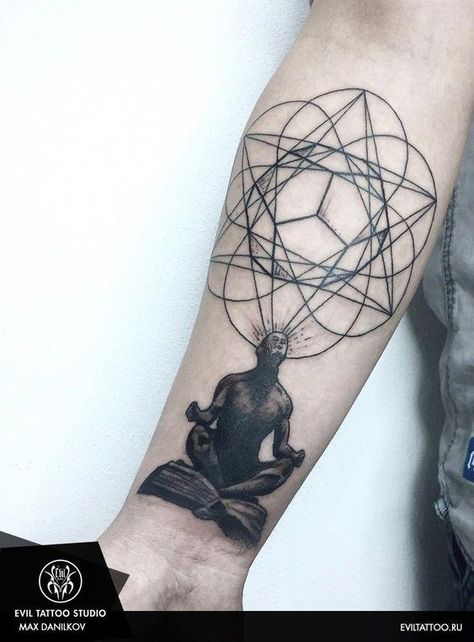 Wisdom Tattoo, Simbols Tattoo, Meditation Tattoo, Universe Tattoo, Geometry Tattoo, Inspiration Tattoos, Spiritual Tattoos, Different Tattoos, Best Sleeve Tattoos