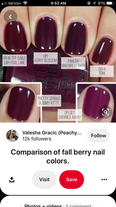 Opi Nail Polish Colors, Nail Growth Tips, Berry Nails, Colors Nails, Berry Dress, Opi Nail Colors, Nails Opi, Nail Polish Colors Fall, Toe Nail Color