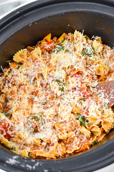 Crockpot Bowtie Casserole, spaghetti casserole in crock pot, bow tie pasta bake, pasta bake in crock pot Crockpot Bowtie Pasta Casserole, Crock Pot Bow Tie Casserole, Crockpot Bow Tie Pasta, Crockpot Bowtie Casserole, Bow Tie Pasta Crockpot Recipes, Crockpot Bowtie Pasta, Chicken Bowtie Pasta, Bow Tie Pasta Recipe, Casserole Crockpot Recipes