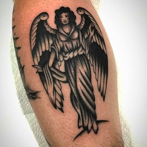 Traditional Angel Tattoo, Black Angel Tattoo, Baby Angel Tattoo, Cupid Tattoo, Traditional Tattoo Old School, Traditional Tattoo Inspiration, Demon Tattoo, Tattoo Photography, Black Angel