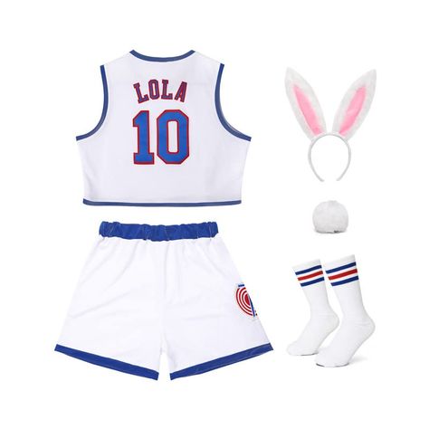 PRICES MAY VARY. Material:Polyester Cute rabbit Cosplay,Suit for Ester/Halloween/Masquerade Party, etc Stitched names and numbers,Sleeveless,Breathable,Quick Dry; Includes: Top & Shorts unfit with 3pcs accessories(rabbit Ears Headband + White Socks + rabbit Tail) There are two sets of sports or cheerleading styles for you to choose from. You can choose according to your occasion.  Lola #10 Space Movie Halloween Costumes Outfit with 3pcs Accessories  Use this as a reference to find the best fit f Cartoon Costumes Halloween, Movie Star Halloween Costumes, Red Boot Halloween Costume, Raven And Starfire Halloween Costumes Kids, Catdog Cartoon Costume, Womens Movie Character Costumes, Halloween Costumes With Crutches, Woman Spiderman Costume, Halloween Matching Pajamas Couple