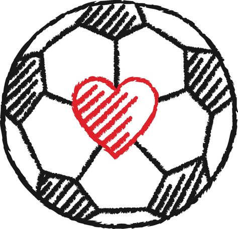 Soccer Ball Crafts, Soccer Drawing, Football Drawing, Heart Vinyl, Drawings For Boyfriend, Soccer Theme, Love Articles, Ball Drawing, Aesthetic Letters