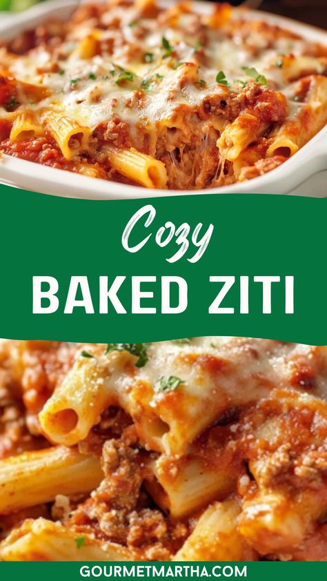 Warm, cheesy, and filled with comforting flavors, this baked ziti is the perfect meal for cozy nights in. With layers of melty cheese, tender pasta, and a rich tomato sauce, it’s a dish everyone will love. Craving something new? Get the recipe here #comfortfood #bakedziti #pastarecipe #easymeals #weeknightdinner #familydinner #italiancooking #cheeselovers #foodlover #homemade Mushroom Baked Ziti, Chicken Ziti Bake, Baked Ziti With Cream Cheese, Bake Ziti Recipe, Easy Cozy Dinner, Baked Zitti, Chicken Baked Ziti, Baked Ziti With Italian Sausage, Ziti Bake