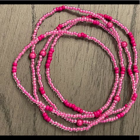 2pcs Barbie Pink Beaded Stretch Ankle Bracelets Diy Choker, Bead Choker, Handmade Jewelry Tutorials, Pink Beaded, Ankle Bracelet, Bead Jewelry, Seed Bead Jewelry, Loom Knitting, Beaded Jewelry Diy