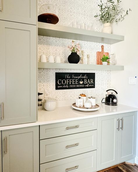 And just like that ✨ I need a #coffeebar in my house! Loved helping to change this nook into a useful space for this family’s lifestyle. Swipe ➡️ to see the before! Where would you put a coffee bar in your house?! See something you like? DM 💌 for links! #lmjinteriors #coffeebarstyling #katyinteriordecorator #katyinteriordesigner #fulshearinteriordesigner #mytargetstyle Coffee Bar In Closet Ideas, Kitchen Desk To Coffee Bar, Coffee Bar Built In, Drinks Corner, Built In Coffee Bar, Pantry Unit, Lindsay Johnson, Coffee Station Kitchen, Coffee Bar Station