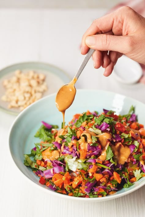 Chopped Thai Salad | Kitchn Satay Salad, Thai Satay, Thai Chicken Satay, Thai Salad, Thai Salads, Healthy Vegetarian Dinner, Vegetarian Cabbage, Make Ahead Lunches, Vegetarian Dinners