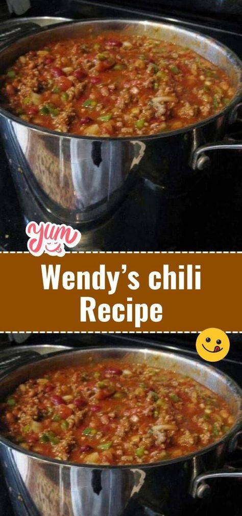 Wendy’s chili Recipe Wendy’s Chilli Recipe Crockpot, Wendys Chili Recipe Crockpot Easy, Grandma's Chili Recipe, Chili Recipe Wendys Copycat Recipes, The Best Homemade Chili, Windy Chili Recipe, Wendys Chilli Recipes, Non Spicy Chili Recipe, Wendy’s Chili Recipe Copycat