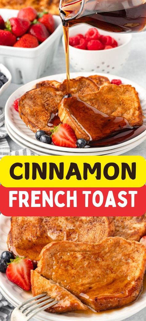 This easy cinnamon French toast recipe is the perfect breakfast! Made with simple ingredients, it’s crispy on the outside, soft on the inside, and packed with cinnamon flavor. A must-try for any brunch or quick morning meal! French Toast Without Milk, Quick French Toast, Cinnamon French Toast Recipe, Easy Cinnamon French Toast, Cinnamon Toast Recipe, French Toast Recipe Cinnamon, Awesome French Toast Recipe, Homemade French Toast, Easy French Toast Recipe