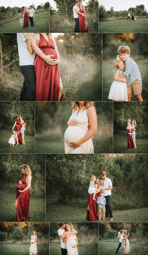 Family Outdoor Maternity Shoot, Family Of Five Maternity Pictures, Family Maternity Pictures Poses, Maternity Photography With Multiple Siblings, Fall Maternity Photos Family Of 4, Family Pictures Red Dress, Maternity Pictures With Family Of 4, Maternity Pictures Red Dress, Maternity Family Of 4 Pictures