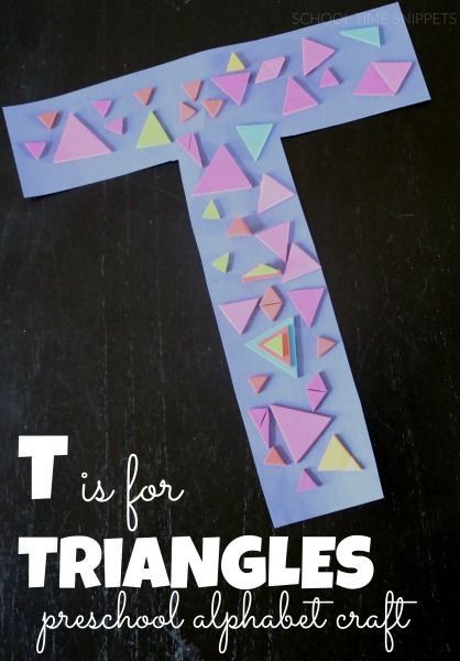 Letter T was our latest alphabet craft. My 3 year old was kept busy decorating the letter T with TRIANGLES! Letter T Songs Preschool, T Preschool Crafts Letter, T Is For Preschool Craft, T Is For Triangle, L Craft Preschool, Letter T Activities For Preschoolers, T Craft Preschool, Letter T Arts And Crafts For Preschool, Preschool T Crafts