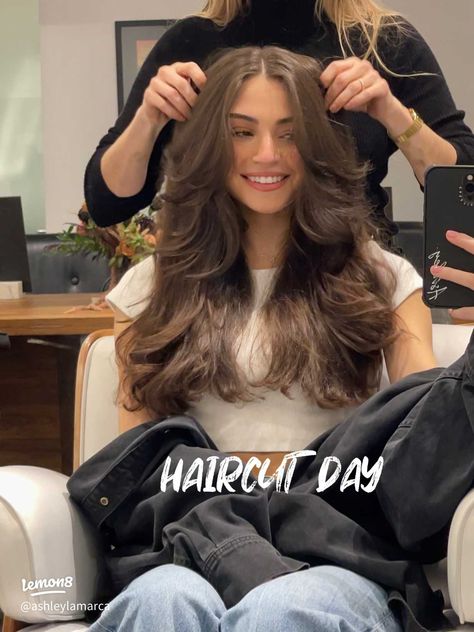 BEST HAIRCUT OF MY LIFE | Article posted by Ashley LaMarca | Lemon8 Long Layers Haircut For Wavy Hair, Wavy Hair Haircut Layers, Long Later With Face Framing, The Ashley Haircut, Ashley Lamarca Haircut, Ashley Lamarca Hair, Long Layers Haircut Wavy Hair, Ashley Lamarca Curly Hair, Lairs Haircut