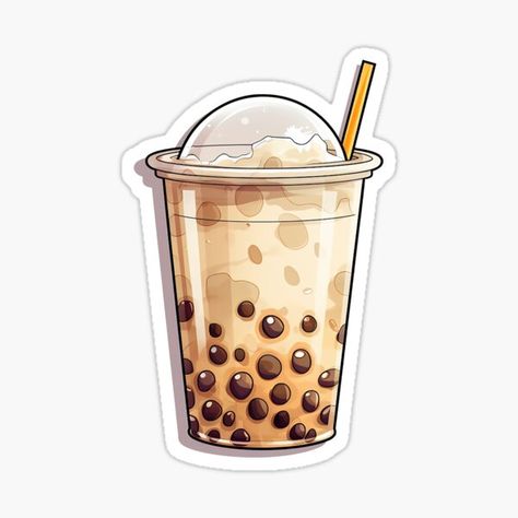 Bubble Tea Art Drawing, Bubble Tea Aesthetic Drawing, Boba Art Aesthetic, Boba Stickers Aesthetic, Milktea Aesthetic Photography, Milk Tea Drawing, Boba Tea Aesthetic Wallpaper, Boba Sketch, Boba Milk Tea Aesthetic