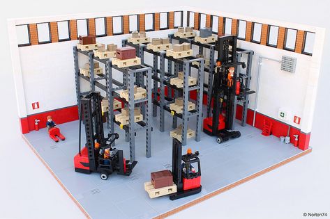 Warehouse Life | storage | My latest build has been commissi… | Flickr Lego Blueprint, Lego Factory, Lego Zombies, Storage Warehouse, Lego Machines, Lego Videos, Lego Modular, Lego Craft, Scissor Lift