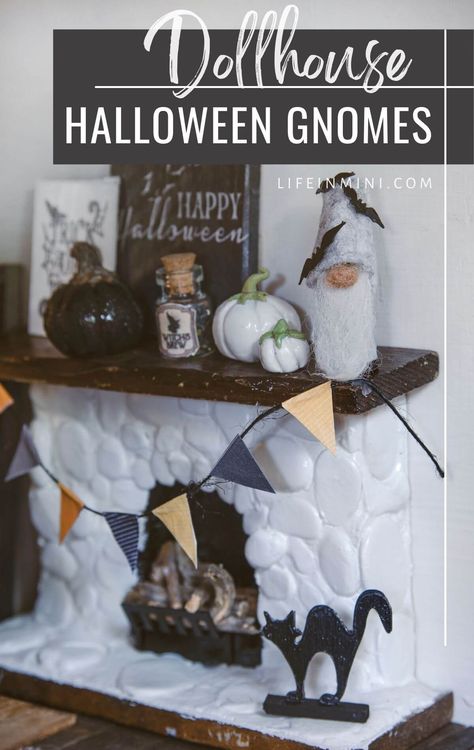 Halloween Dollhouse Diy Miniature Tutorials, Scary Godmother, Dollhouse Door, Dollhouse Halloween, Halloween Gnomes, Gnome Tutorial, Miniatures Diy, Miniature Halloween, Halloween Gnome