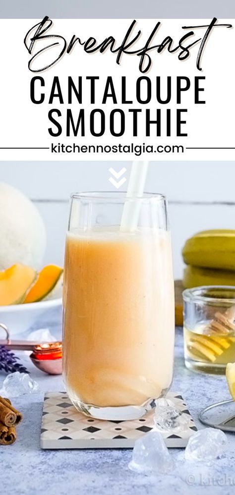 This delicious and healthy cantaloupe smoothie is the perfect way to start your day. It's packed with vitamins, minerals and other nutrients, making it the perfect breakfast replacement or snack. Plus, it's vegan and low in calories, making it a great choice for those looking to lose weight. Give this recipe a try today! Breakfast Replacement, Cantaloupe Smoothie, Cantaloupe Recipes, Melon Smoothie, Milk Banana, Smoothies With Almond Milk, Smoothie Drink Recipes, Healthy Smoothie, Smoothie Drinks