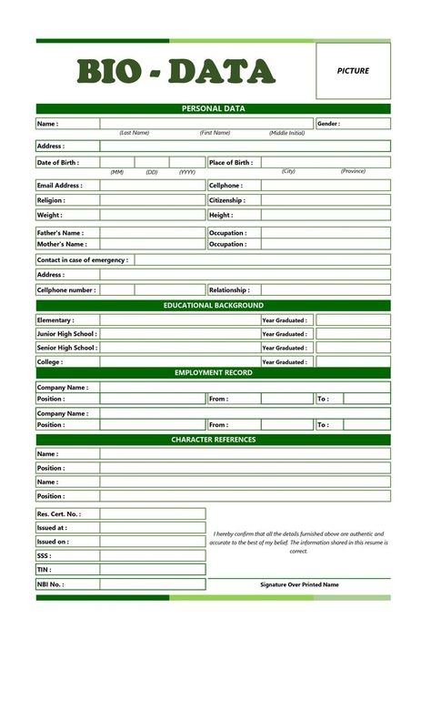 Biodata template #green Biodata Template, Cv Format For Job, Resume Format Download, Bio Data For Marriage, Animal Cells, Data Form, Biodata Format, Template Green, Cell Model