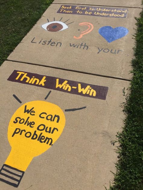 How You Can Create a Peace Path of Your Own in 6 Steps. - Leader In Me Peace Path, Seek First To Understand, Student Leadership, Seven Habits, School Culture, School Climate, School Leadership, Sidewalk Art, School Murals