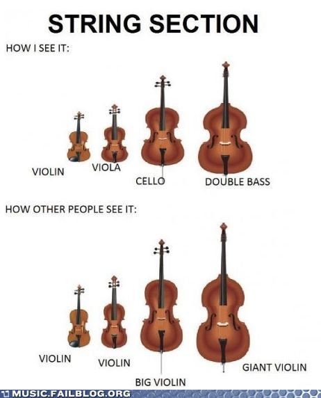 Music FAILS - What Is This, a Violin for GIANTS?  As seen on music.failblog.org. Orchestra Problems, Orchestra Humor, Musician Humor, Orchestra Music, Band Jokes, Music Jokes, Band Nerd, Music Nerd, Band Geek