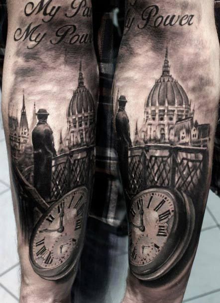 Realism Tattoo by Proki Tattoo - http://worldtattoosgallery.com/realism-tattoo-by-proki-tattoo-5/ Hungary Tattoo, Jack Tattoo, Landscape Tattoo, World Tattoo, Architecture Tattoo, Awesome Tattoos, Tattoos Gallery, Realism Tattoo, Great Tattoos