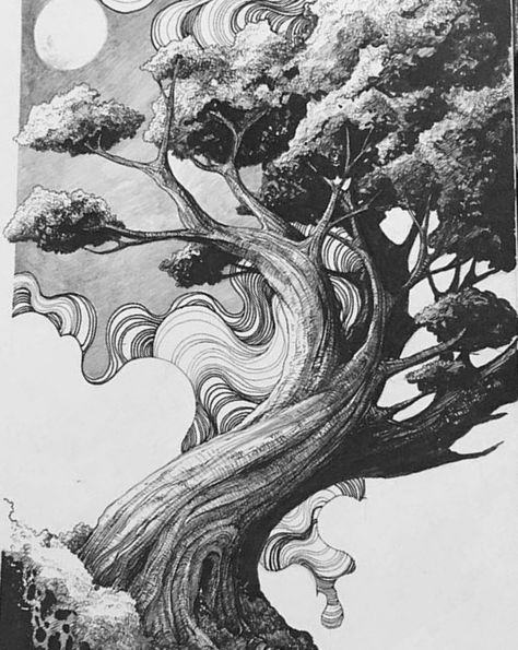 Fill Sketchbook, Artline Drawing, Fairy Drawing, Tree Drawings, Pen Art Drawings, White Drawing, Ink Illustration, Art Tattoos, Tree Drawing