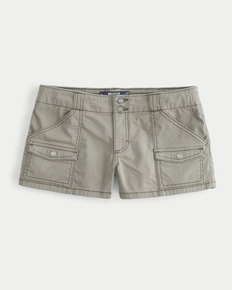 Women's Low-Rise Cargo Shorts | Women's Bottoms | HollisterCo.com Cargo Shorts Outfit, Hollister Jean Shorts, Cargo Shorts Women, Dark Denim Shorts, Wrap Skort, Comfortable Shorts, Low Rise Shorts, Women's Bottoms, Cute Bathing Suits