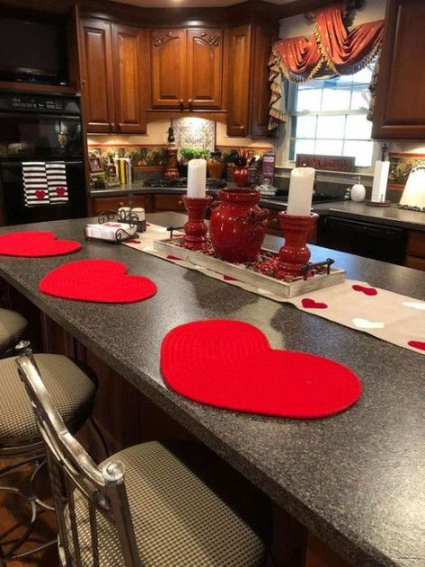 50+ Romantic Valentines Table Setting Ideas for a Cozy Night In | HubPages Valentines Table Setting, Black Tile Fireplace, Valentine House, Black Hearth, Painting Brick, Vday Decor, Valentines Table, Preschool Valentine Crafts, Toddler Valentine Crafts